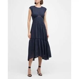 Frame Gathered Seam Lace Inset Dress Size Small
